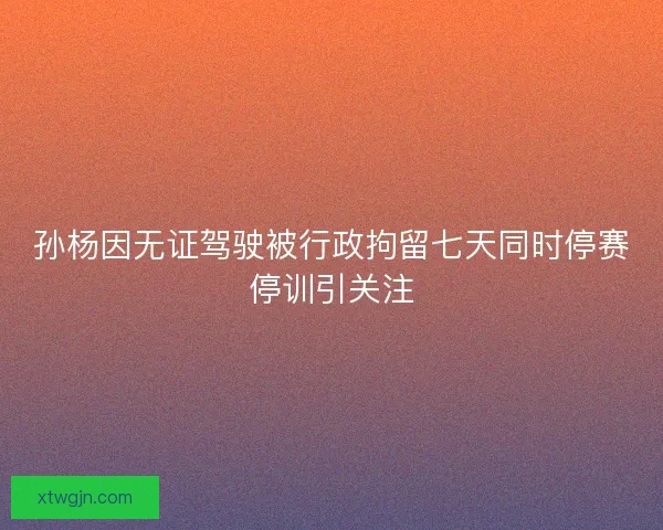 孙杨因无证驾驶被行政拘留七天同时停赛停训引关注
